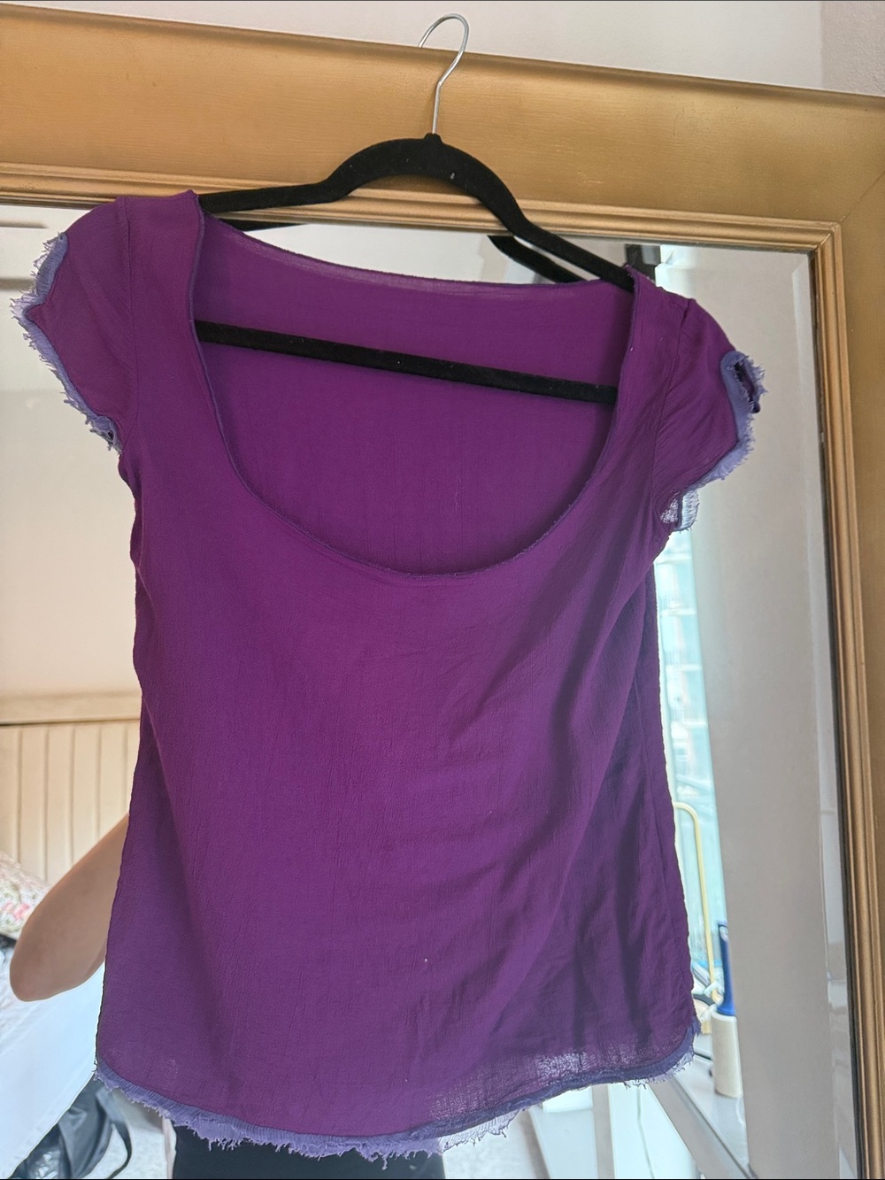 Purple Scoop Neck Women's Top